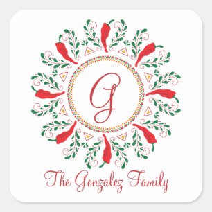 Feliz Navidad Red Chile Pepper Square Sticker
