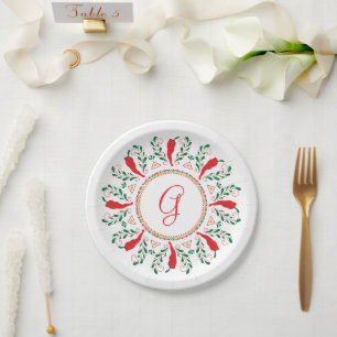 Feliz Navidad Red Chile Pepper Wreath Paper Plates