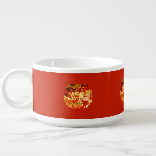 Feliz Navidad Red Green Gold Modern Christmas Bowl (Right)