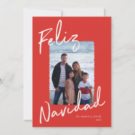 Feliz Navidad Red Green White Holiday Card