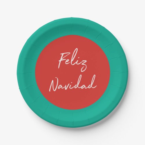 Feliz Navidad Red Green White Holiday Paper Plates