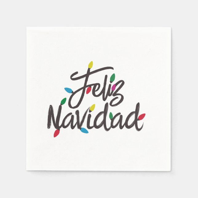 Feliz Navidad Retro Christmas Lights Holiday    Napkins (Front)