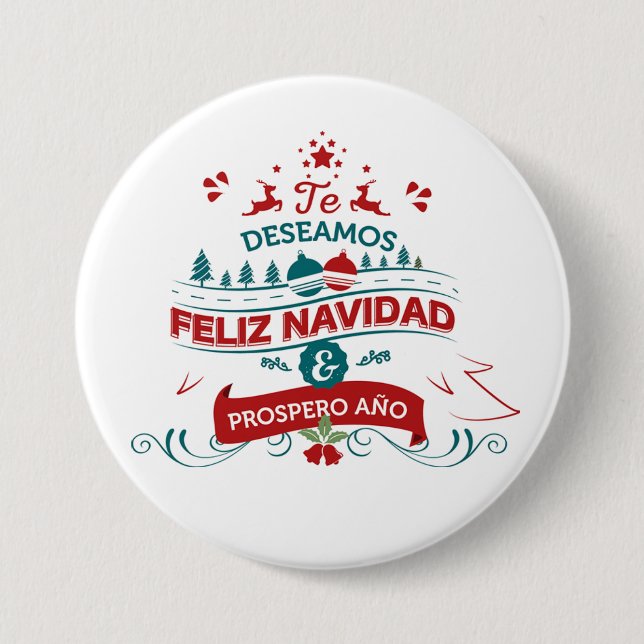 Feliz Navidad Round Button (Front)