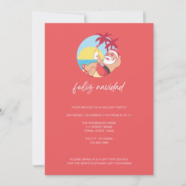 Feliz Navidad Santa Christmas Invitation (Front)