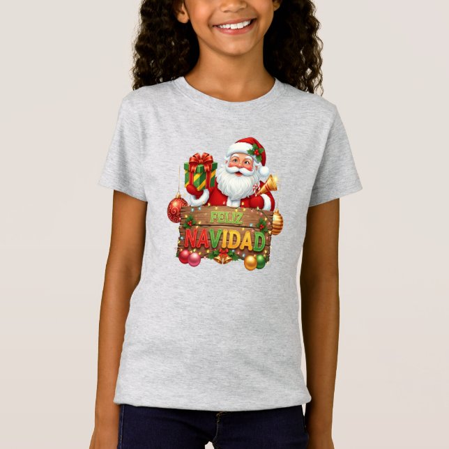 Feliz Navidad Santa Christmas T-Shirt (Front)