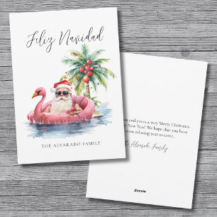 Feliz Navidad Santa Claus Beach Christmas Holiday Card
