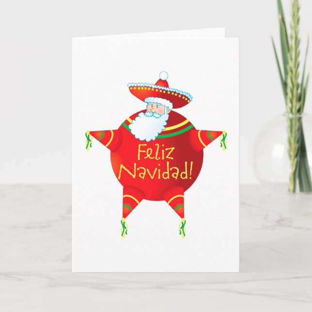 Feliz Navidad Santa Holiday Card (Front)