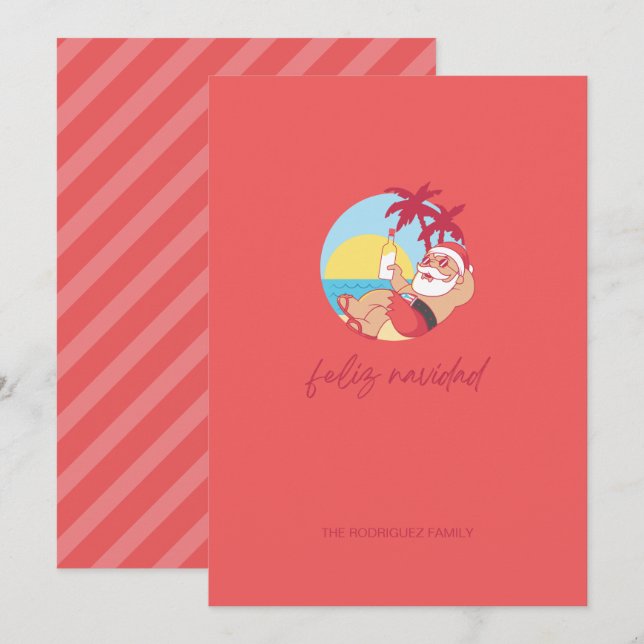 Feliz Navidad Santa  Holiday Card (Front/Back)