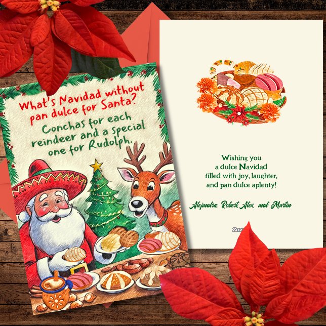 Feliz Navidad Santa & Pan Dulce Colorful Mexican Holiday Card (Creator Uploaded)
