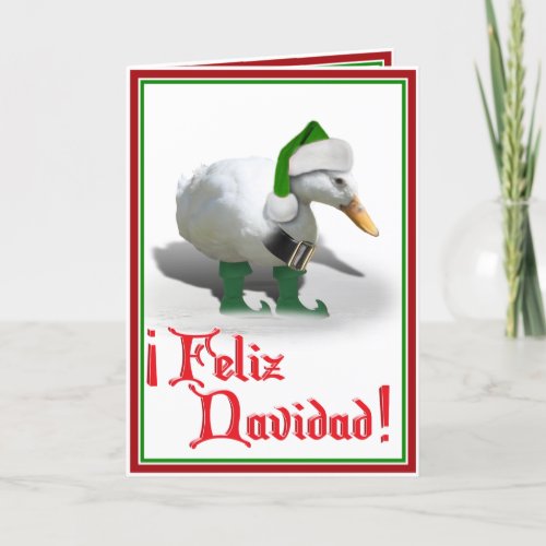 Feliz Navidad _ Santas Helper Elf Duck Holiday Card