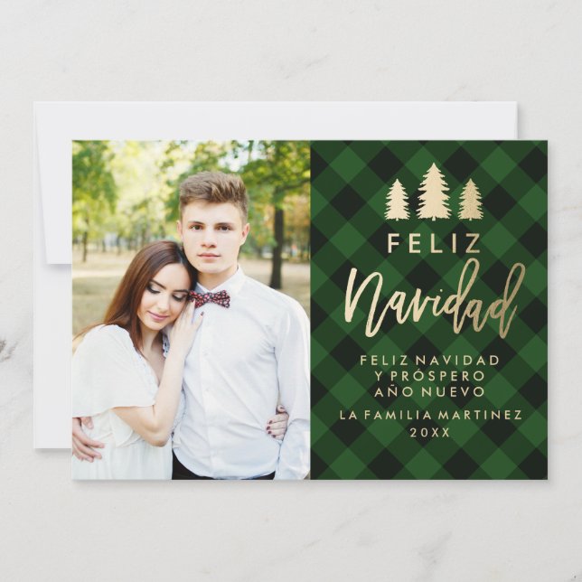 Feliz Navidad Scottish Green Screen Holiday Card (Front)