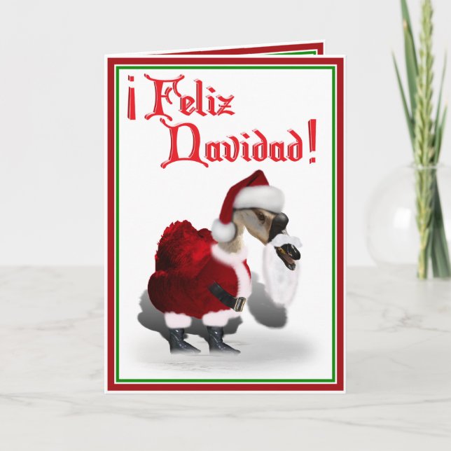Feliz Navidad - Silly Santa Goose Holiday Card (Front)