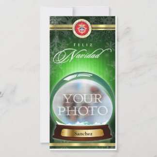 Feliz Navidad Snow Globe Personalized Photo Card
