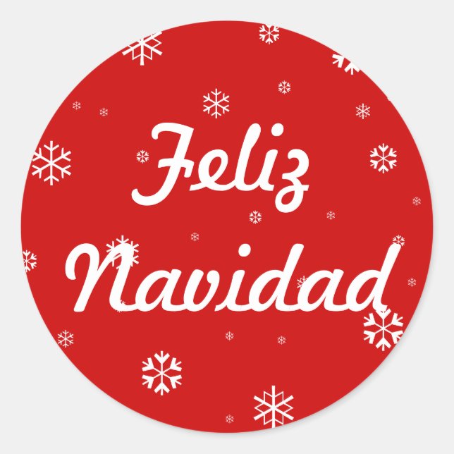 Feliz Navidad Snowflakes Classic Round Sticker (Front)