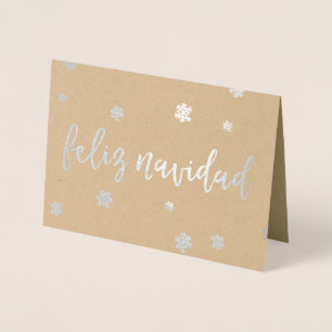 Feliz Navidad Snowflakes Foil Card