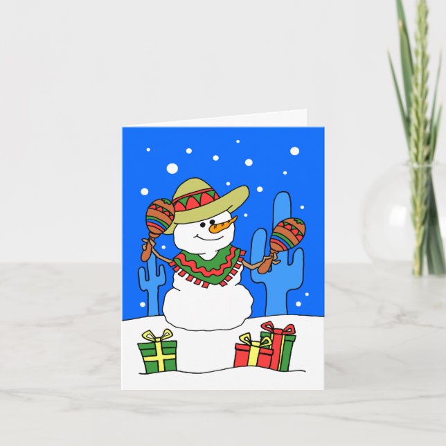 Feliz Navidad Snowman Holiday Card (Front)