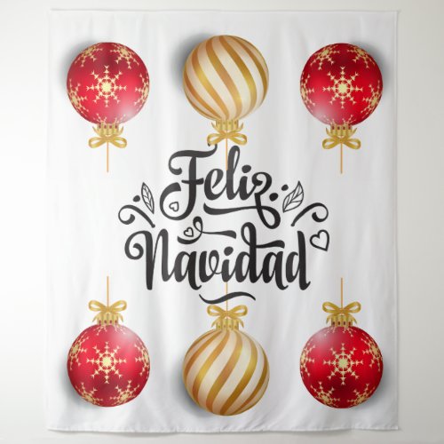 Feliz Navidad Spanish Christmas baubels Tapestry