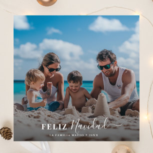 Feliz Navidad Spanish Christmas Family Beach Photo Holiday Card