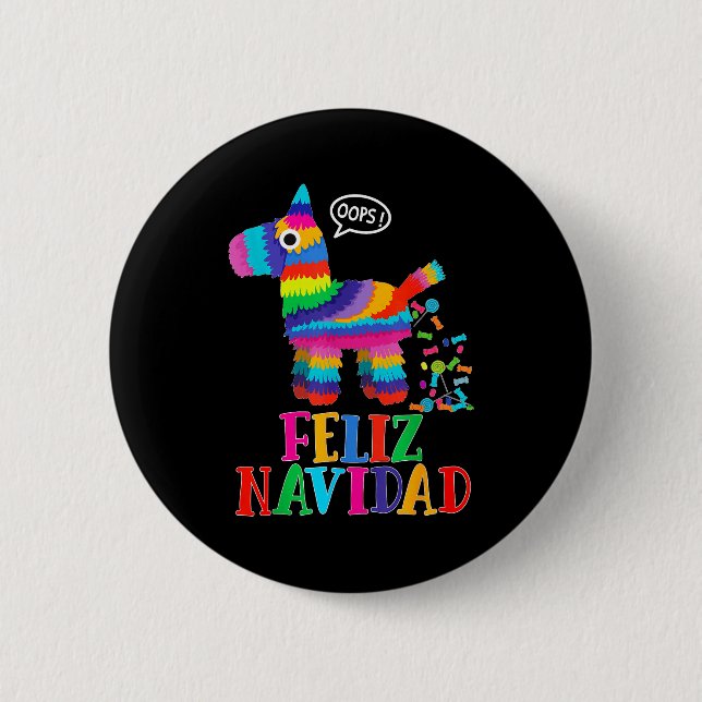 Feliz Navidad Spanish Christmas Funny Mexican Nata Button (Front)