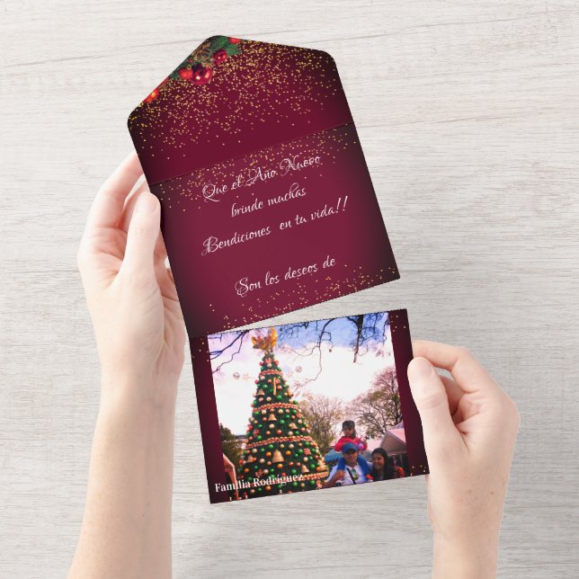 Feliz Navidad Spanish Christmas Greetings All In One Invitation (Tearaway)