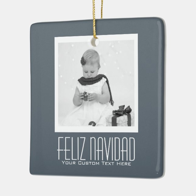 Feliz Navidad Spanish Christmas Personalized Ceramic Ornament (Left)