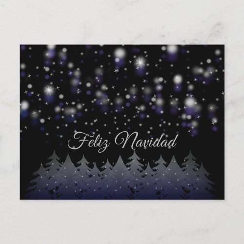 Feliz Navidad Spanish Christmas Starry Night Snow Holiday Postcard