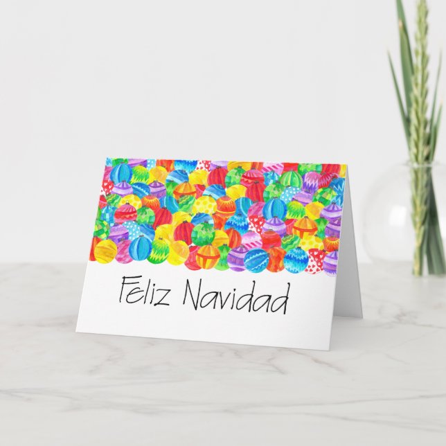 Feliz Navidad Spanish Christmas , watercolor Holiday Card (Front)