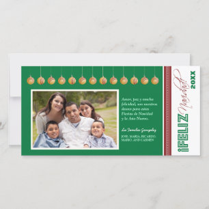 Feliz Navidad Spanish Holiday Photocard (green) Card
