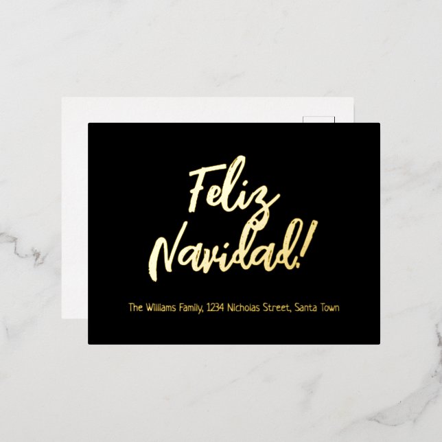 Feliz Navidad Spanish Language Merry Christmas Foil Holiday Postcard (Front/Back)