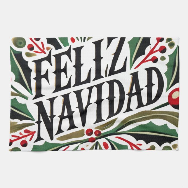 Feliz Navidad Spanish merry Christmas              Kitchen Towel (Horizontal)