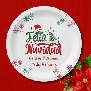 Feliz Navidad Spanish Merry Christmas Paper Plates