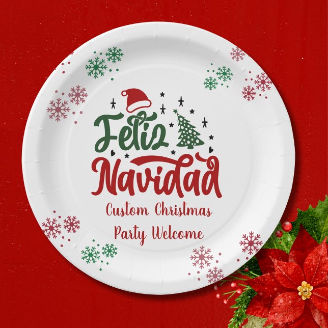 Feliz Navidad Spanish Merry Christmas Paper Plates (Creator Uploaded)
