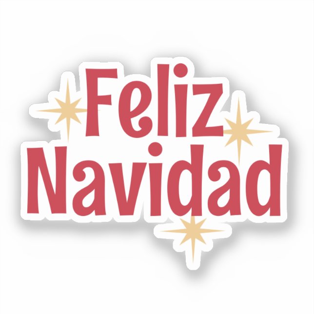 Feliz Navidad Spanish Merry Christmas Stars Sticker (Front)