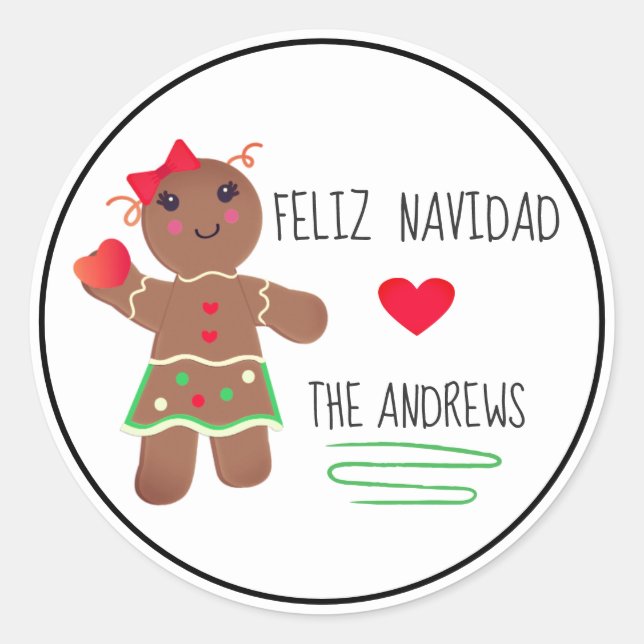 "Feliz Navidad" Spanish Merry Christmas Sticker (Front)