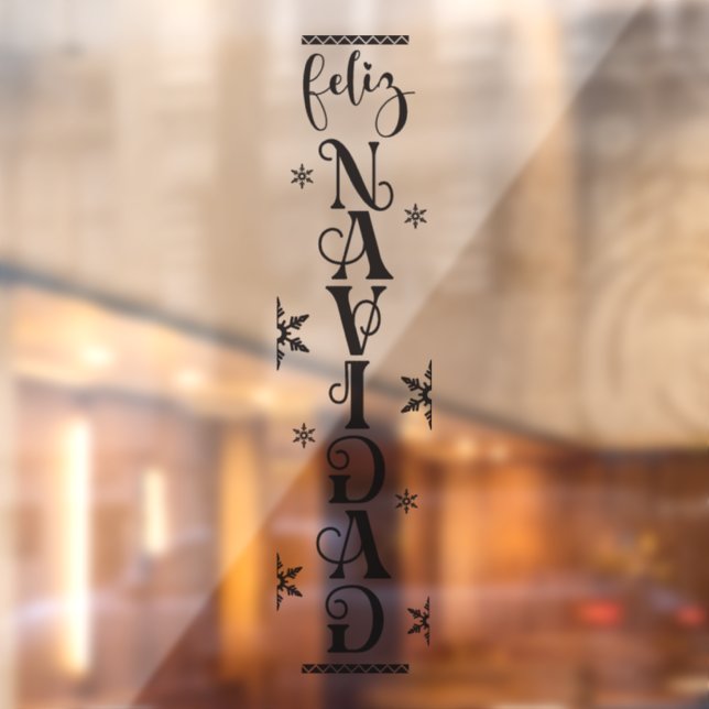 Feliz Navidad Spanish Merry Christmas Typography Window Cling (Sheet 2)
