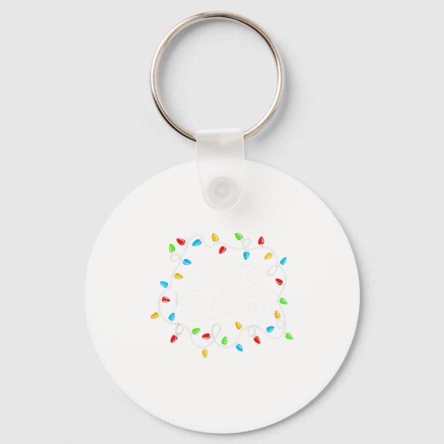 Feliz Navidad Spanish Mexican Christmas Xmas Light Keychain (Front)