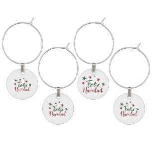 Feliz Navidad Spanish Modern Christmas Wine Charm