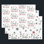 Feliz Navidad  Spanish Modern Christmas    Wrapping Paper Sheets<br><div class="desc">Minimalist Merry Christmas star holiday design. Customizable background color</div>