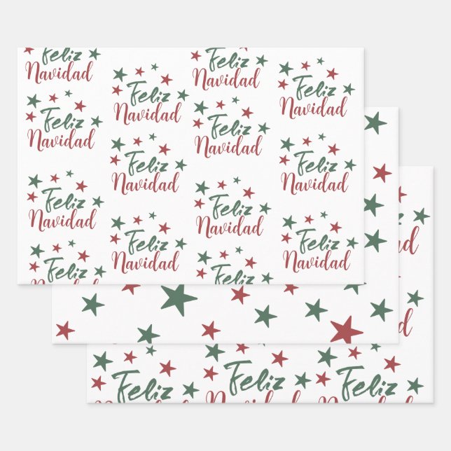 Feliz Navidad  Spanish Modern Christmas    Wrapping Paper Sheets (Set)