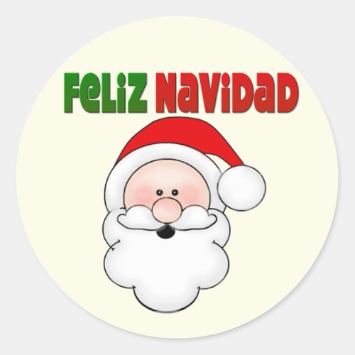 Feliz Navidad Spanish Santa Classic Round Sticker