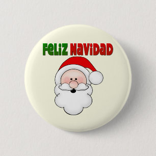 Feliz Navidad Spanish Santa Pinback Button