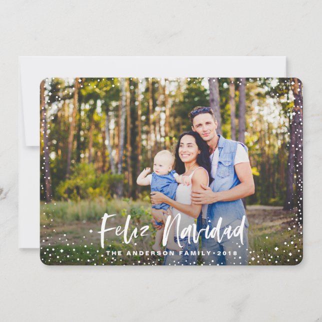 Feliz navidad stars photo holiday card (Front)