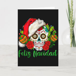 Feliz Navidad Sugar Skull Mexican Christmas Card