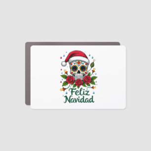Feliz Navidad Sugar Skull Mexican Christmas T-Shir Car Magnet