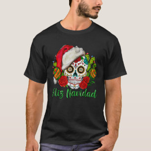 Feliz Navidad Sugar Skull Mexican Christmas T-Shirt