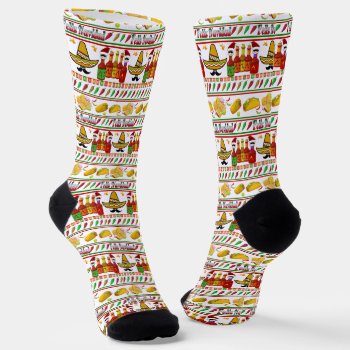 Feliz Navidad Ugly Sweater Pattern Socks by I_Love_Xmas at Zazzle