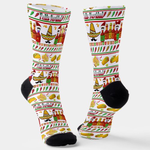 Feliz Navidad Ugly Sweater Pattern Socks