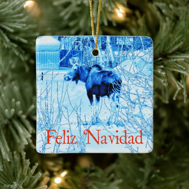 Feliz Navidad - Urban Moose Ceramic Ornament (Tree)