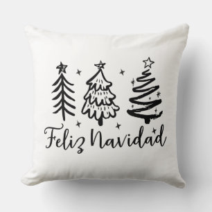 Feliz Navidad & Vibrant Mexican Serape duo-sided Throw Pillow