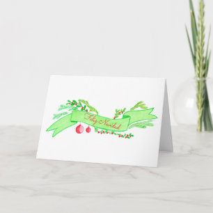 Feliz Navidad, watercolor Christmas banner Holiday Card
